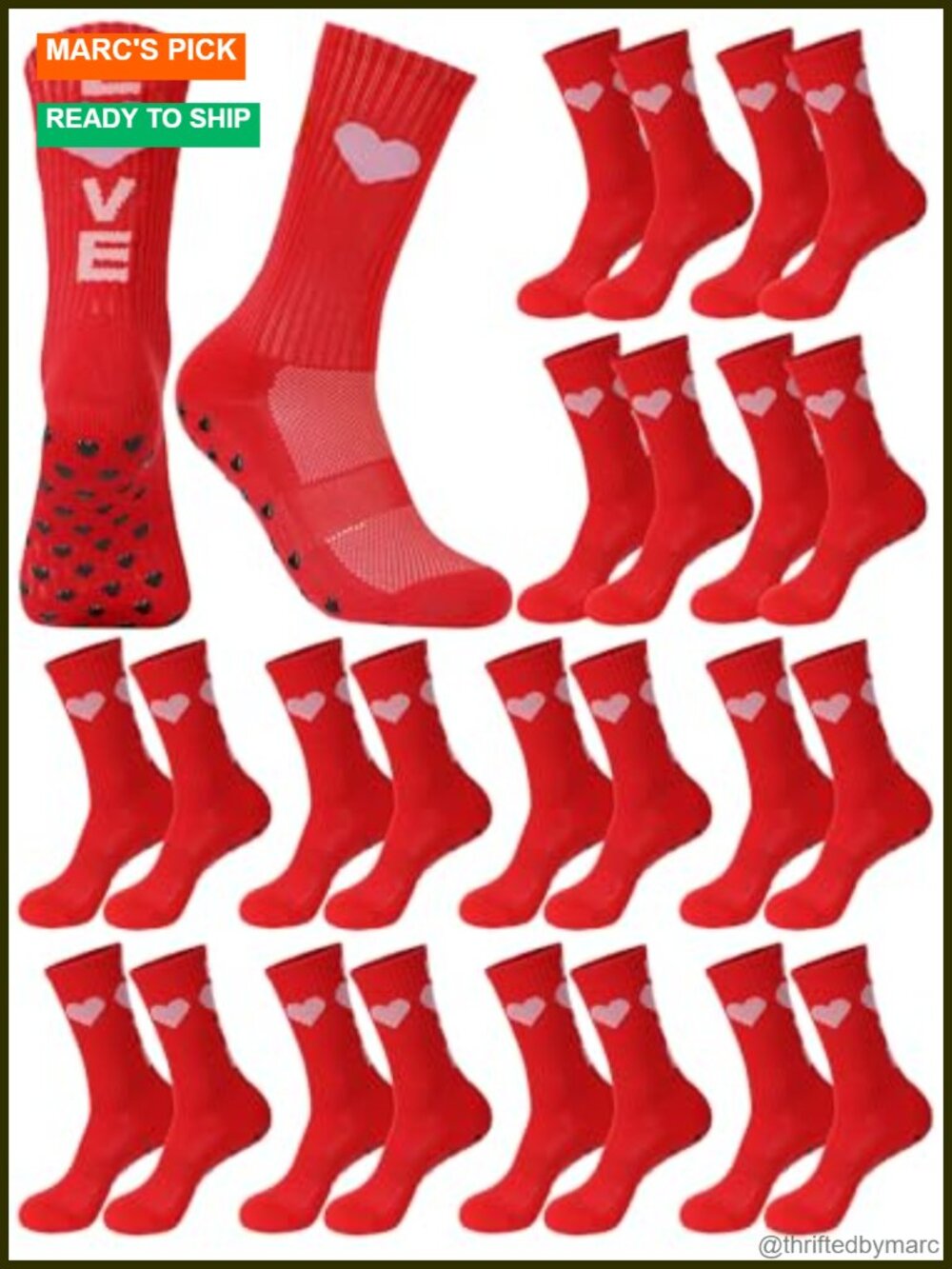 Valentine's Day Athletic Crew Socks 12 Pairs Non Slip Polyester Elastane